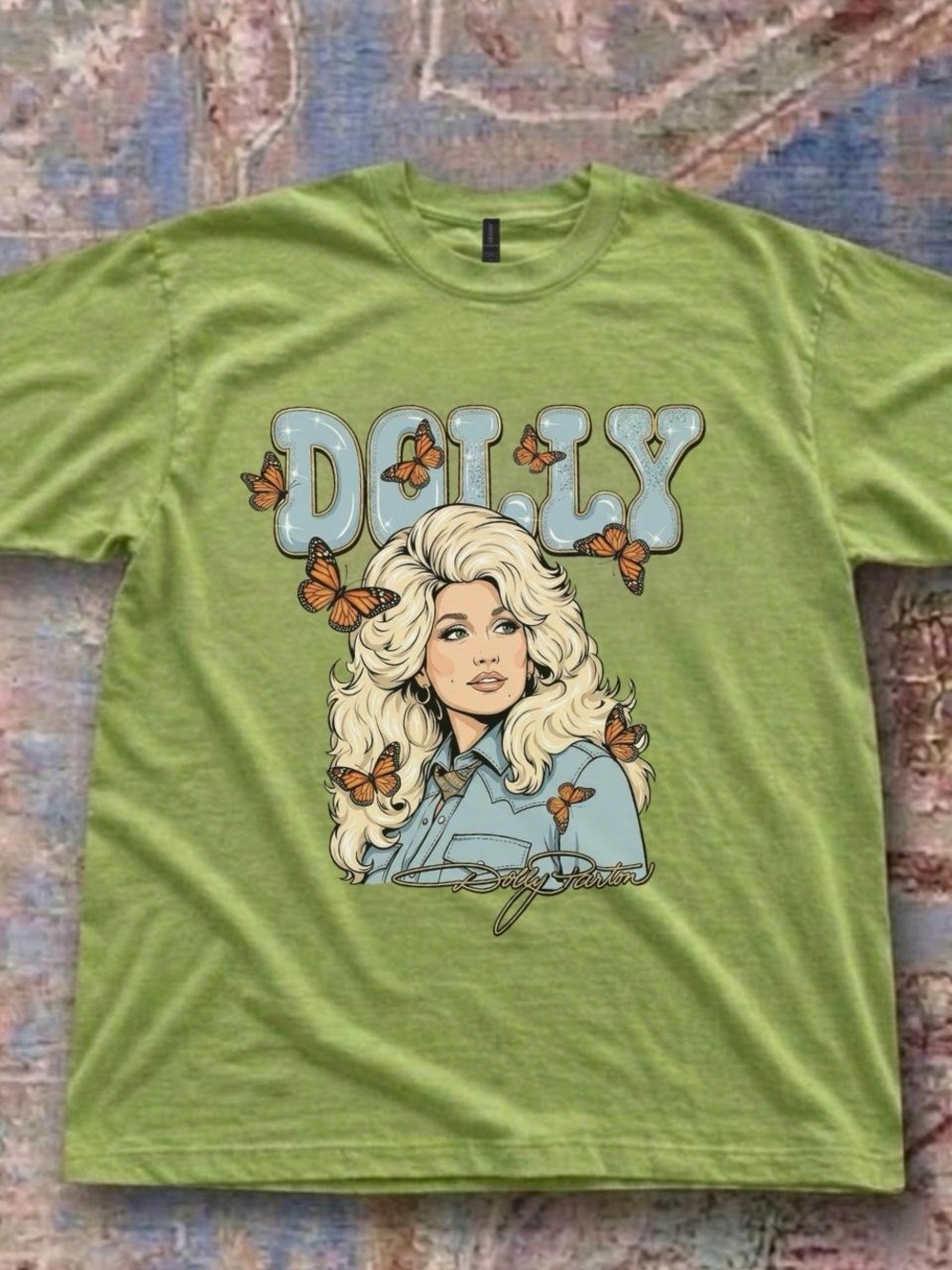 Gildan Lime Green 'DOLLY' Graphic Short Sleeve Tee